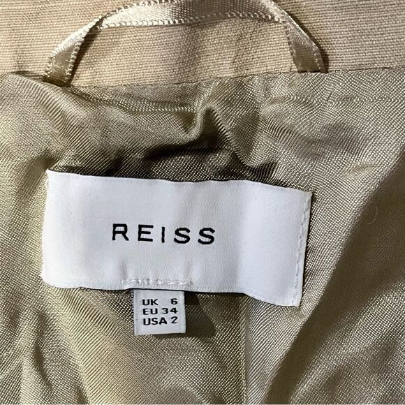 REISS Eden Khaki Green Cotton-Blend Utility Jacket Size 2 - Picture 12 of 13